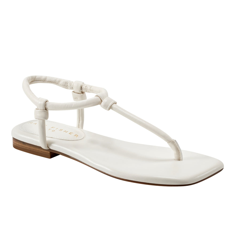 Maycee Thong Flat Sandal - Chic Cream Leather