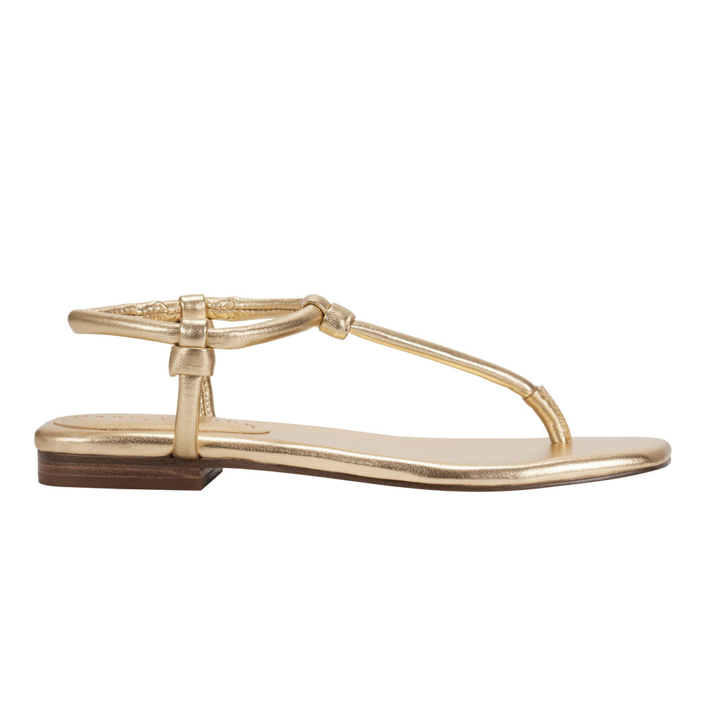 Maycee Thong Flat Sandal - Gold Leather