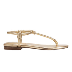 Maycee Thong Flat Sandal - Gold Leather