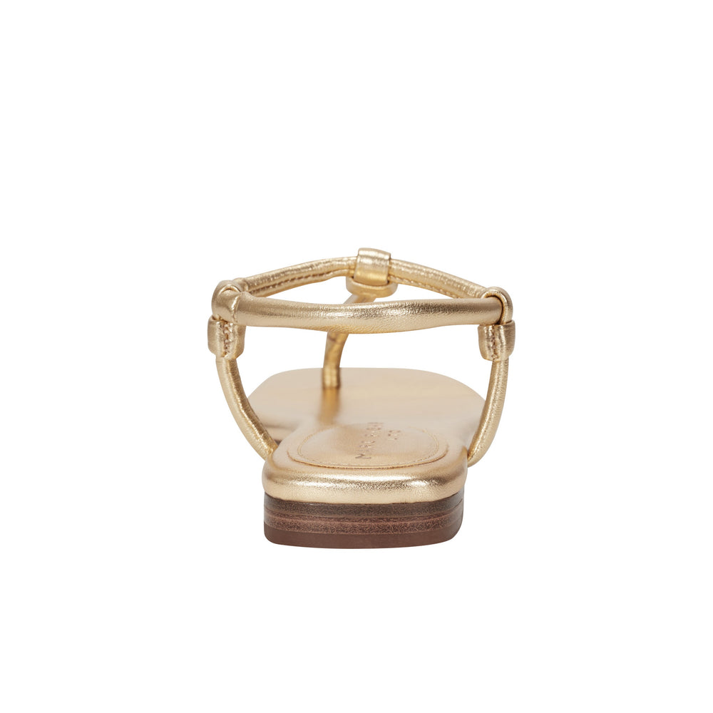 Maycee Thong Flat Sandal - Gold Leather