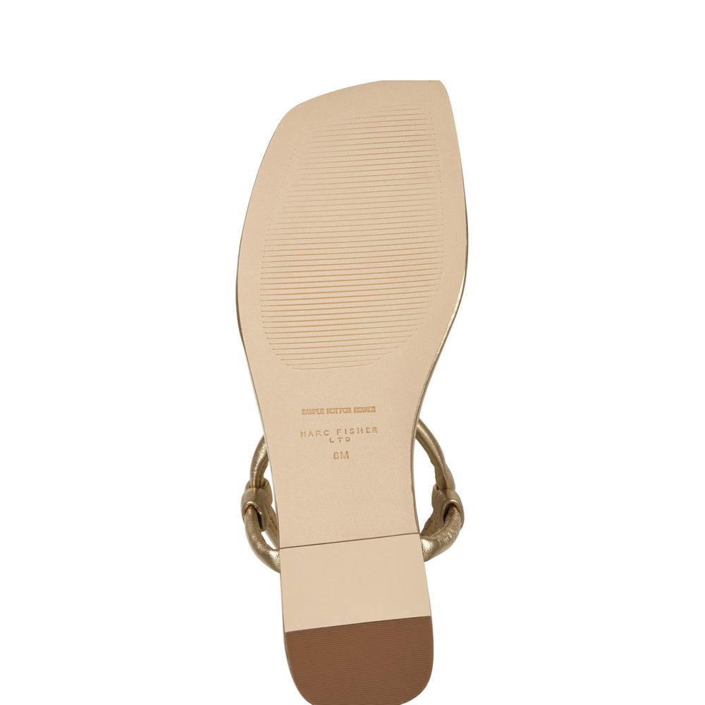 Maycee Thong Flat Sandal - Gold Leather