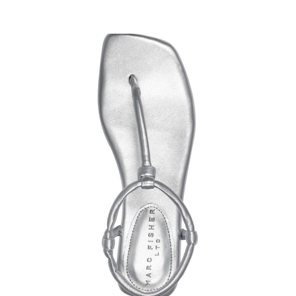 Maycee Thong Flat Sandal - Silver Leather
