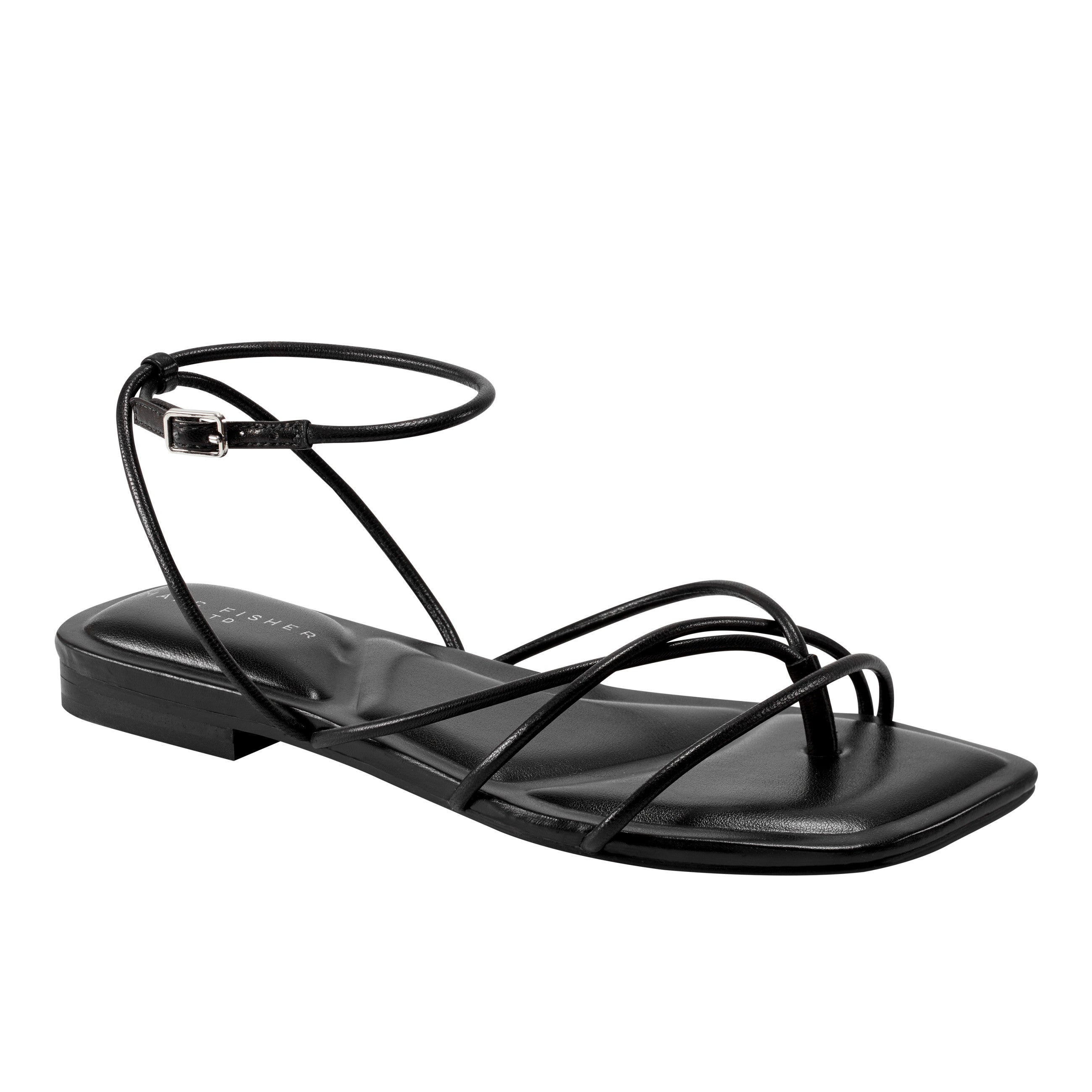 Mayte Strappy Flat Sandal - Black Leather