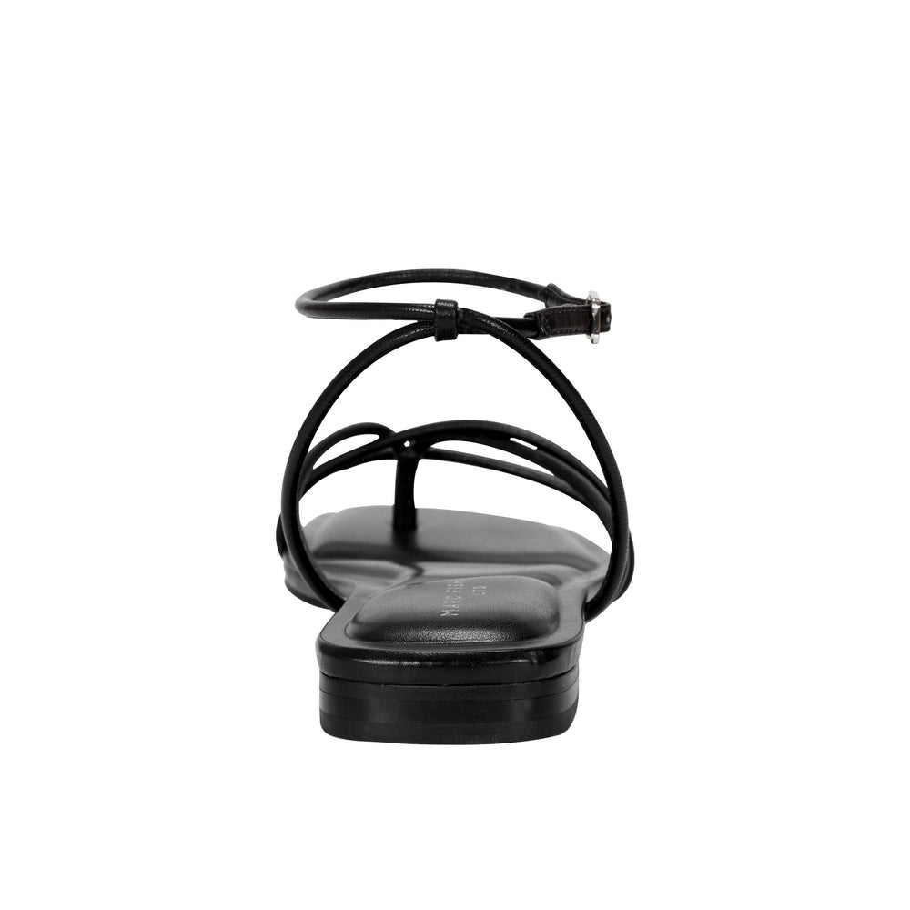 Mayte Strappy Flat Sandal - Black Leather