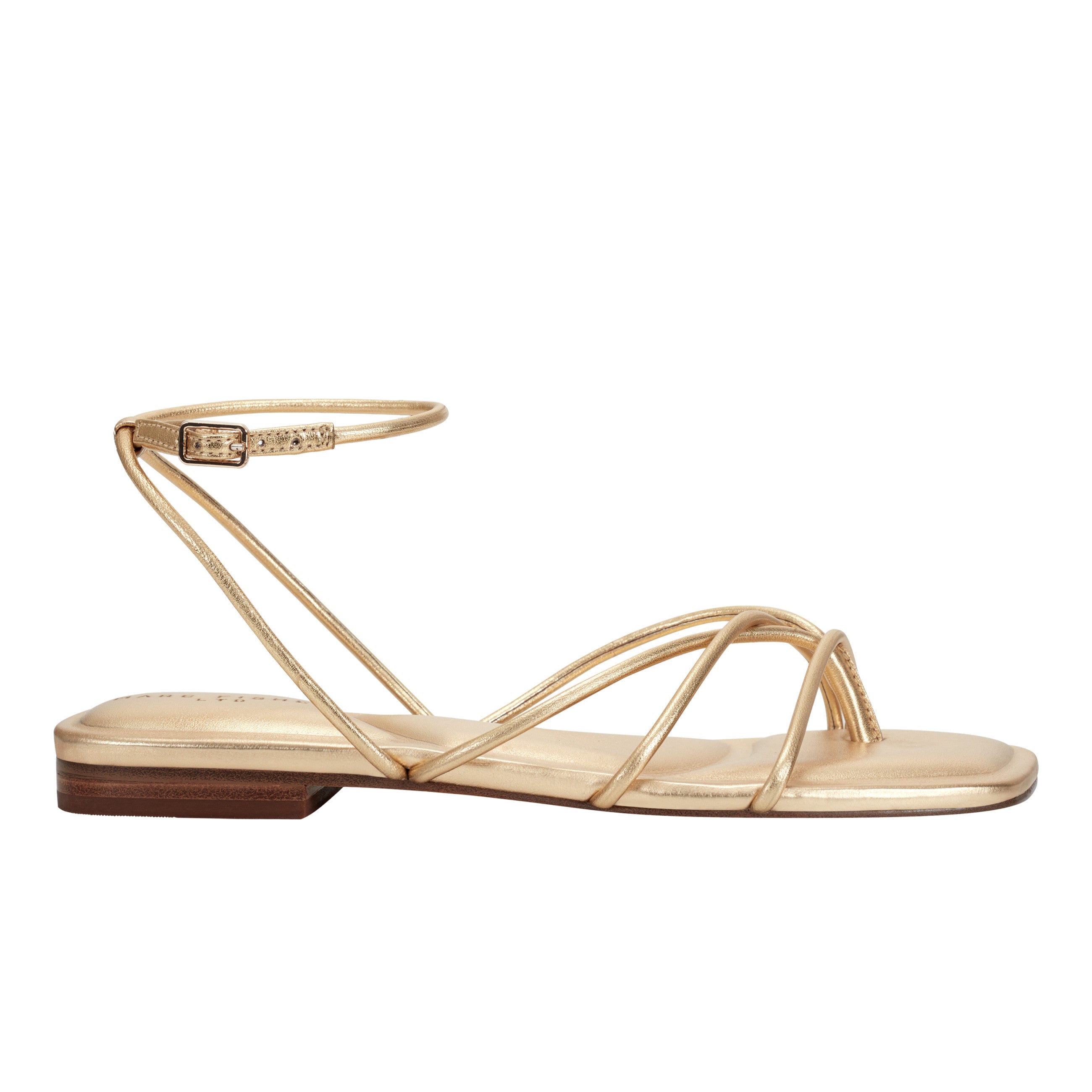 Mayte Strappy Flat Sandal - Gold Leather