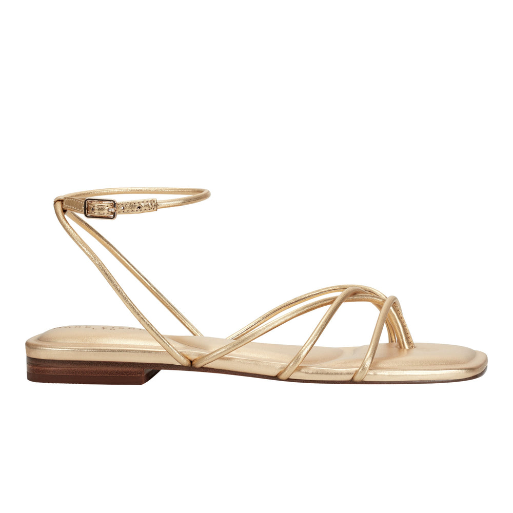 Mayte Strappy Flat Sandal - Gold Leather