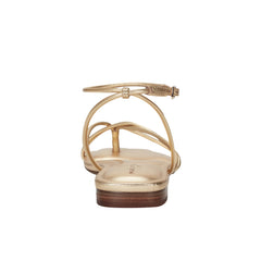 Mayte Strappy Flat Sandal - Gold Leather