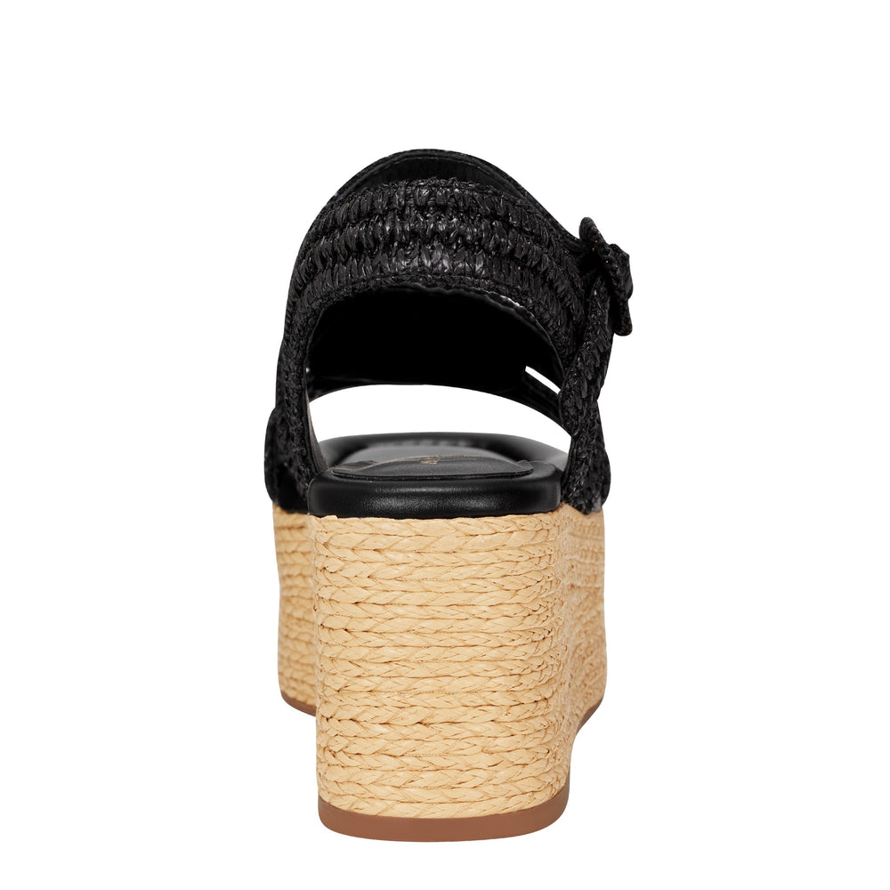 Payley Platform Wedge Sandal - Black Raffia