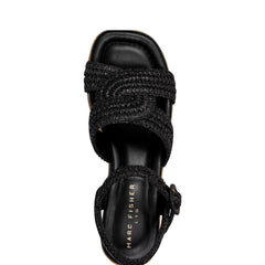 Payley Platform Wedge Sandal - Black Raffia