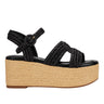 Payley Platform Wedge Sandal - Black Raffia