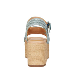 Payley Platform Wedge Sandal - Light Blue Raffia