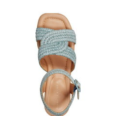 Payley Platform Wedge Sandal - Light Blue Raffia