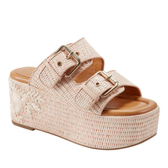 Poppy Platform Slide Sandal - Light Pink Raffia