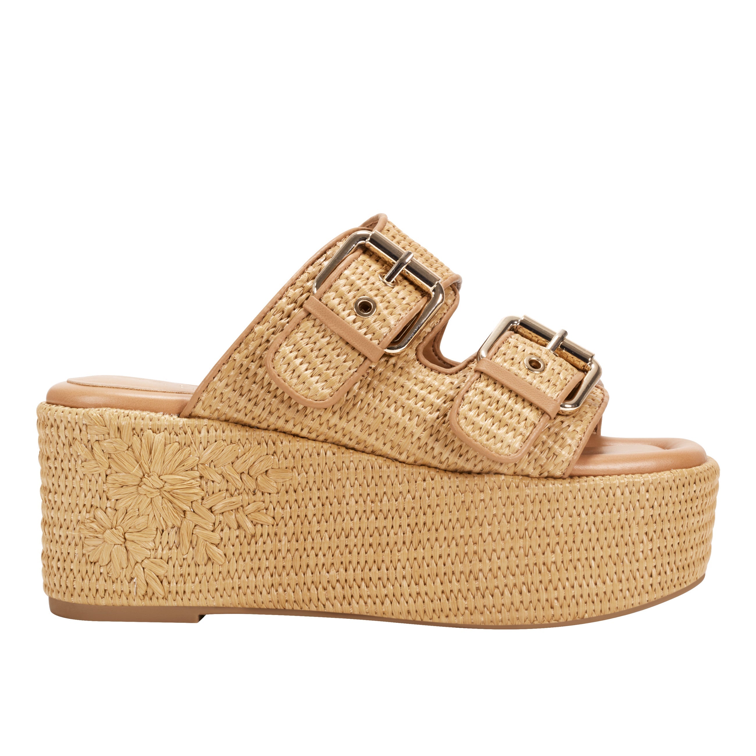 Poppy Platform Slide Sandal - Natural Raffia