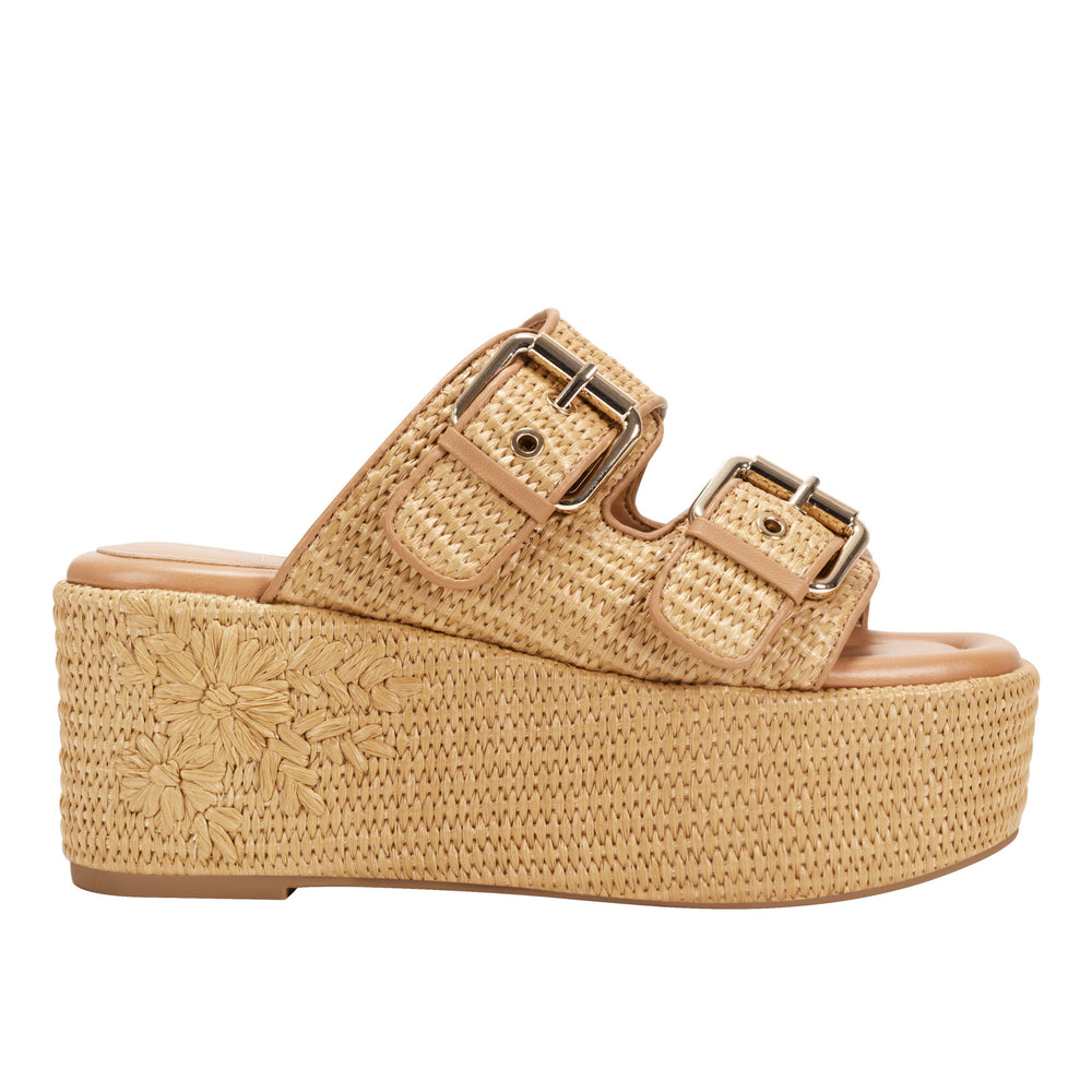 Poppy Platform Slide Sandal - Natural Raffia