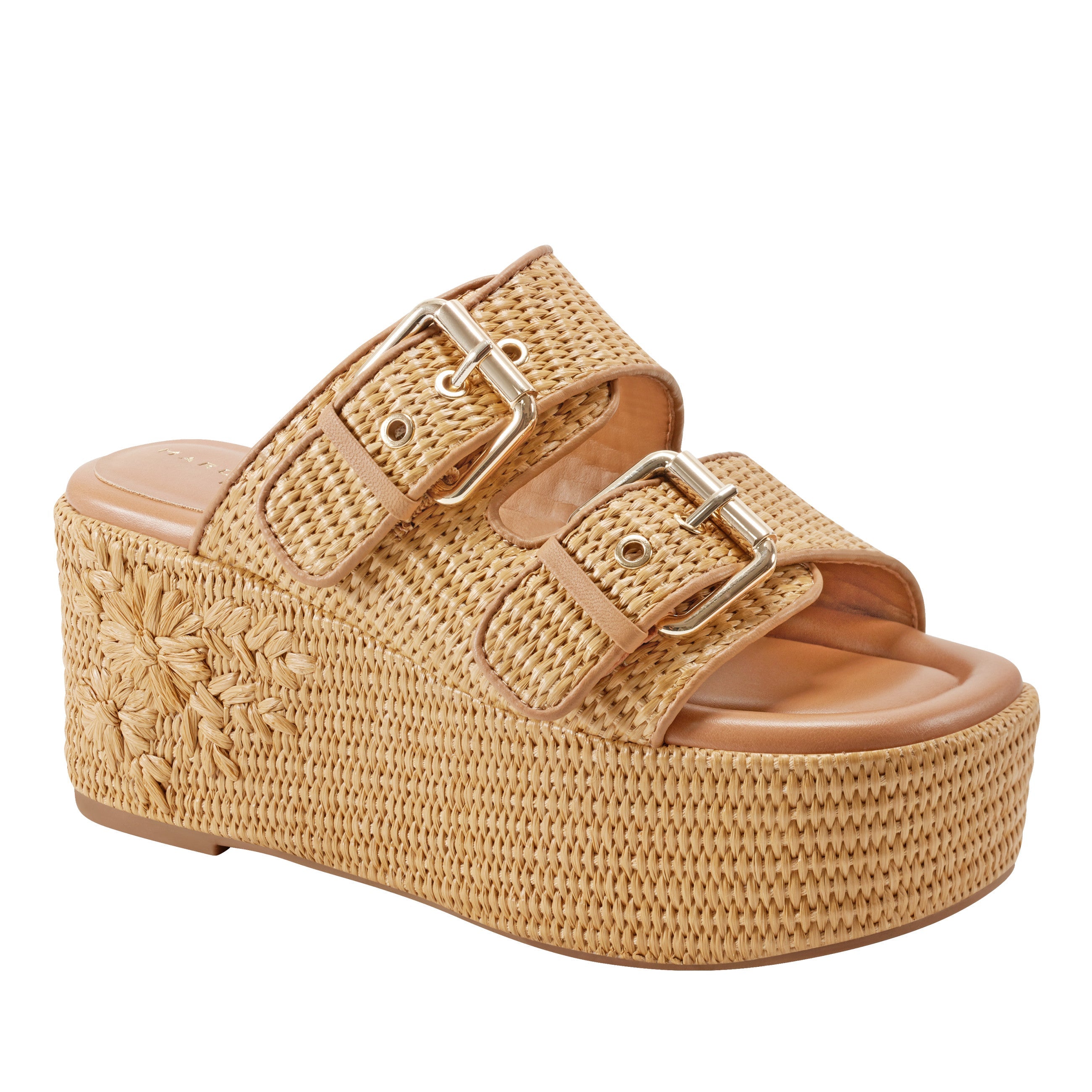 Poppy Platform Slide Sandal - Natural Raffia