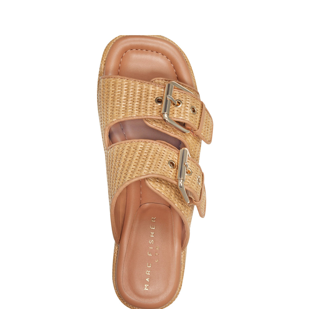 Poppy Platform Slide Sandal - Natural Raffia