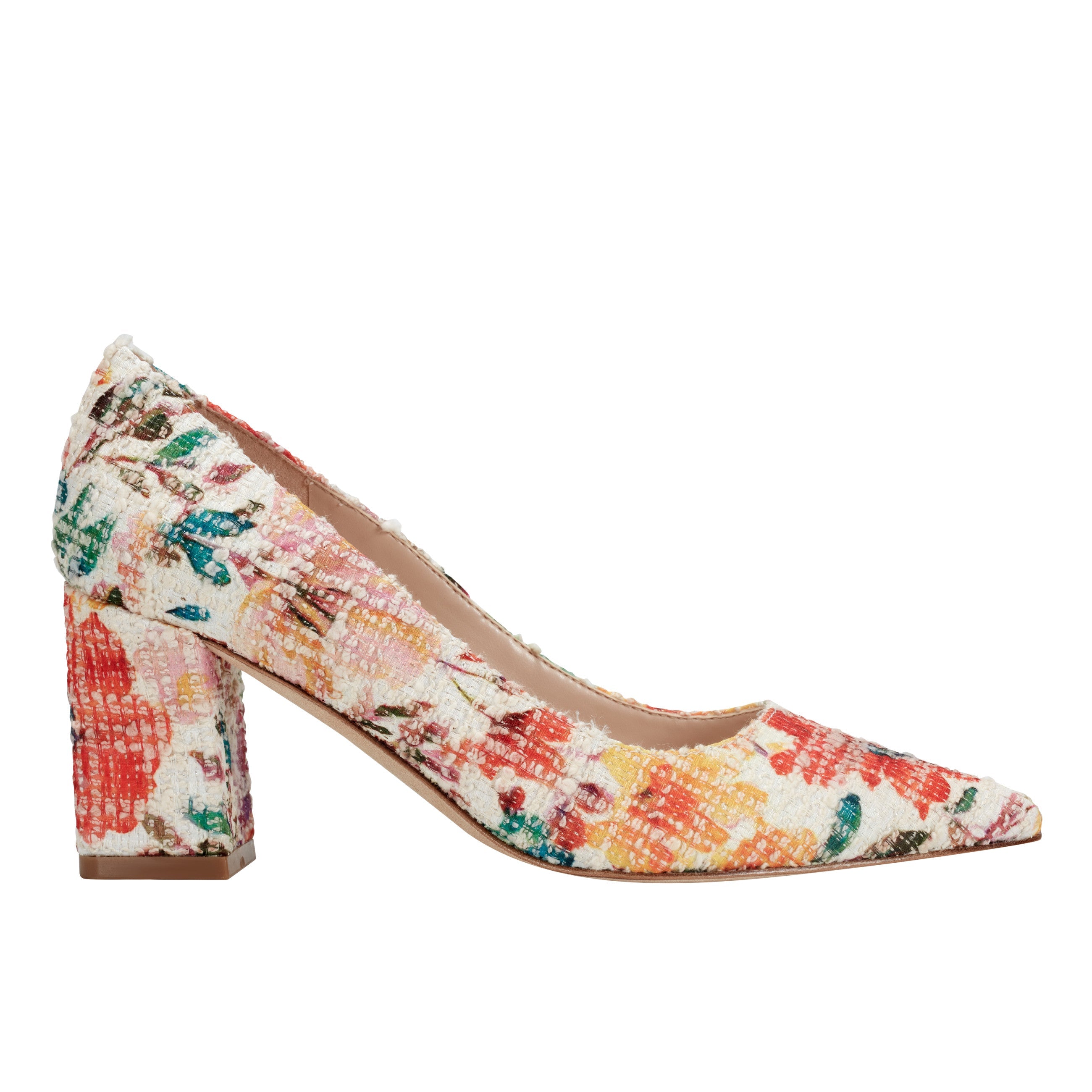 Zala Block Heel Pointy Toe Pump - Floral