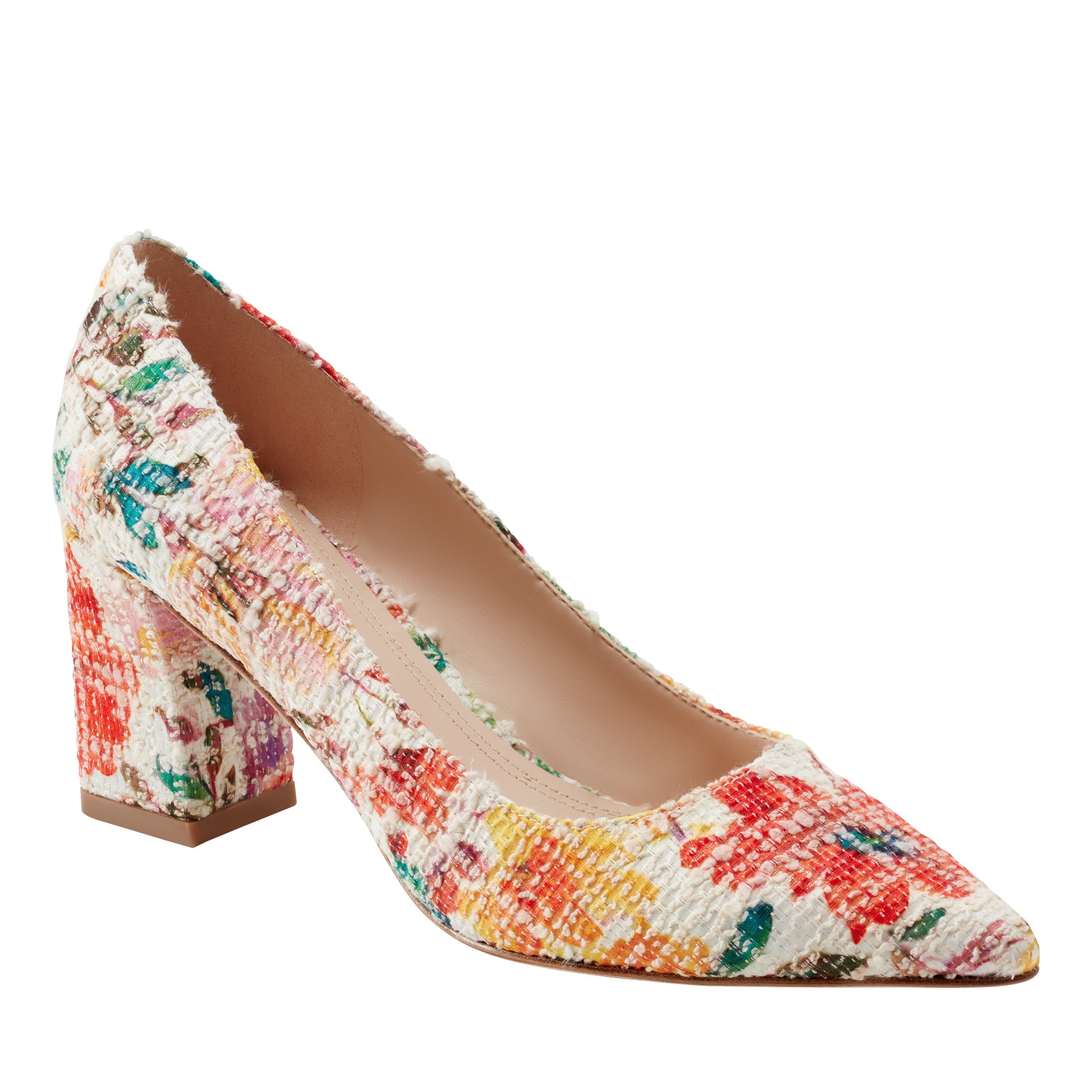 Zala Block Heel Pointy Toe Pump - Floral
