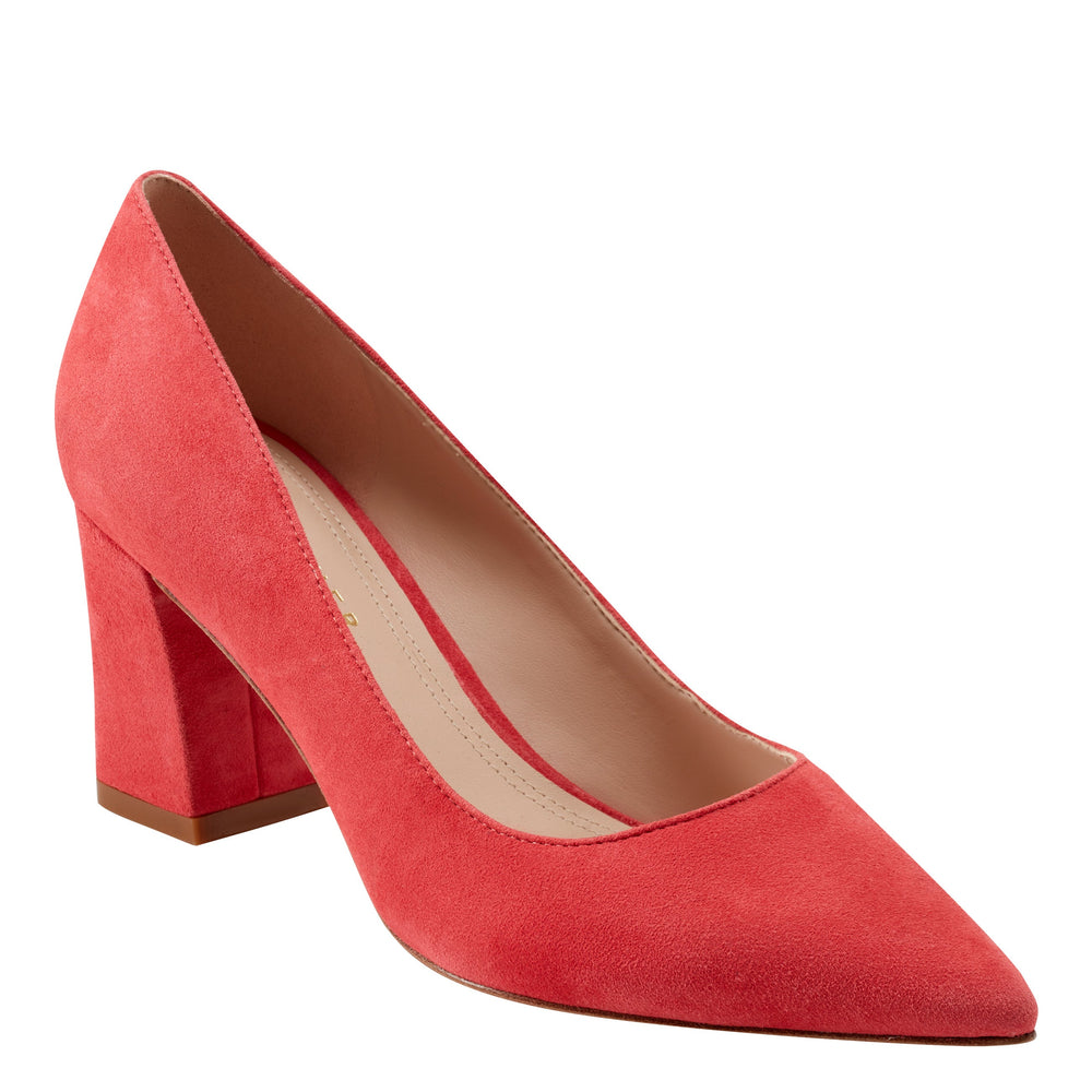 Zala Block Heel Pointy Toe Pump - Medium Pink Suede
