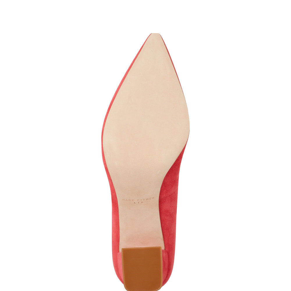 Zala Block Heel Pointy Toe Pump - Medium Pink Suede
