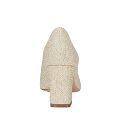 Zala Block Heel Pointy Toe Pump - Natural Raffia