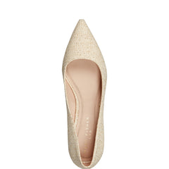 Zala Block Heel Pointy Toe Pump - Natural Raffia