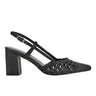 Zunnie Block Heel Woven Slingback Pump - Black Leather