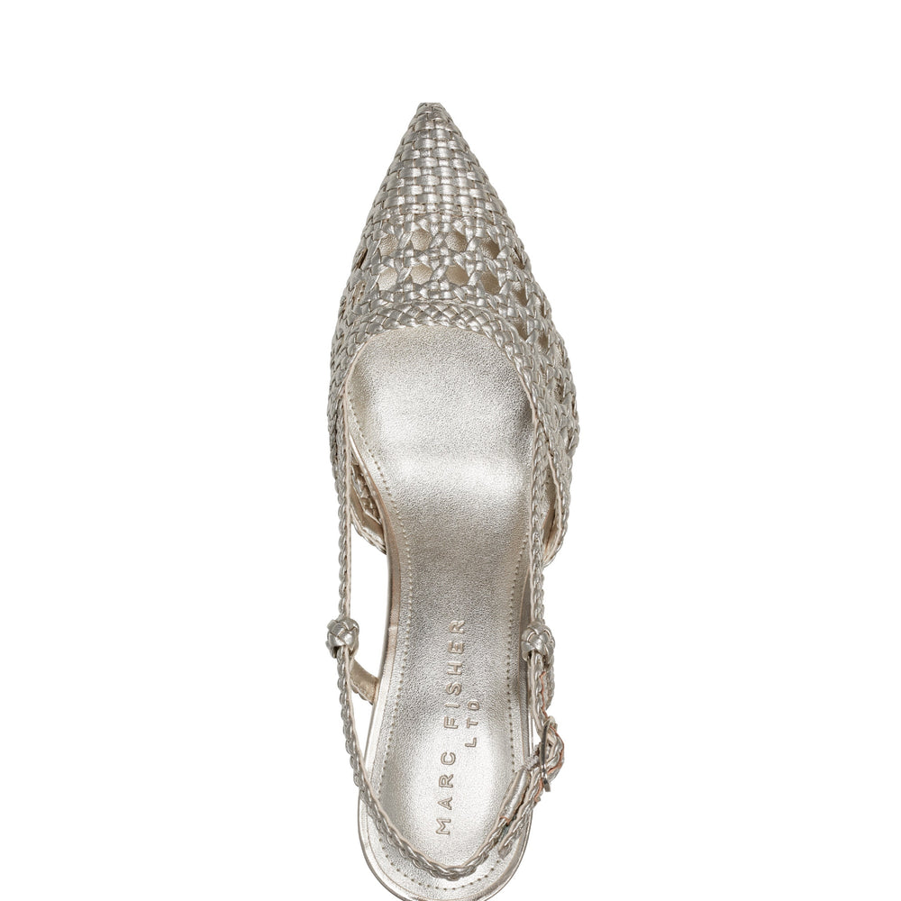 Zunnie Block Heel Woven Slingback Pump - Platino Leather