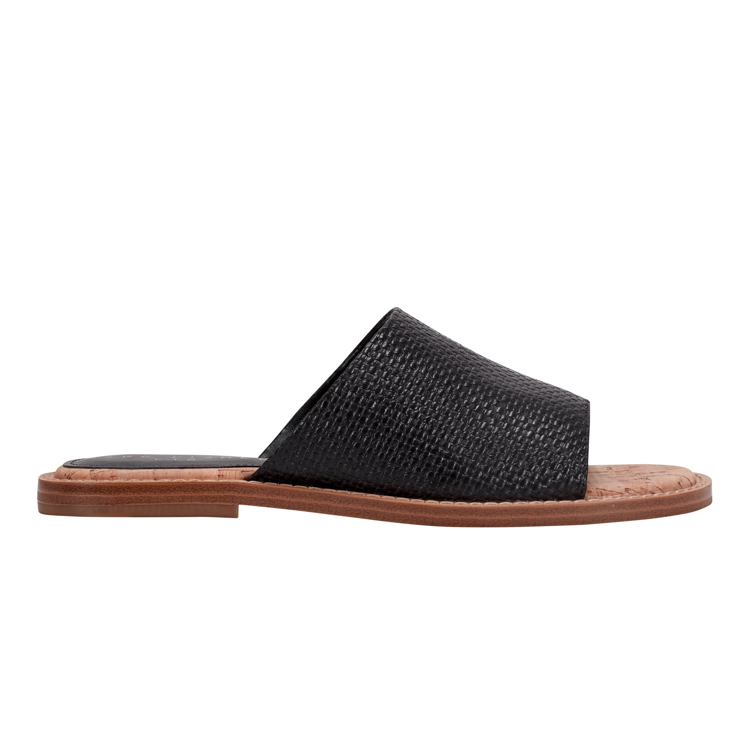 Grayce Flat Slide Sandal - Black Raffia