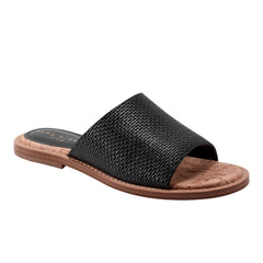 Grayce Flat Slide Sandal - Black Raffia