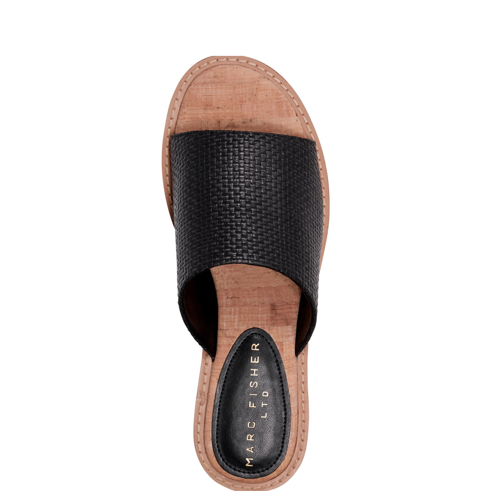 Grayce Flat Slide Sandal - Black Raffia