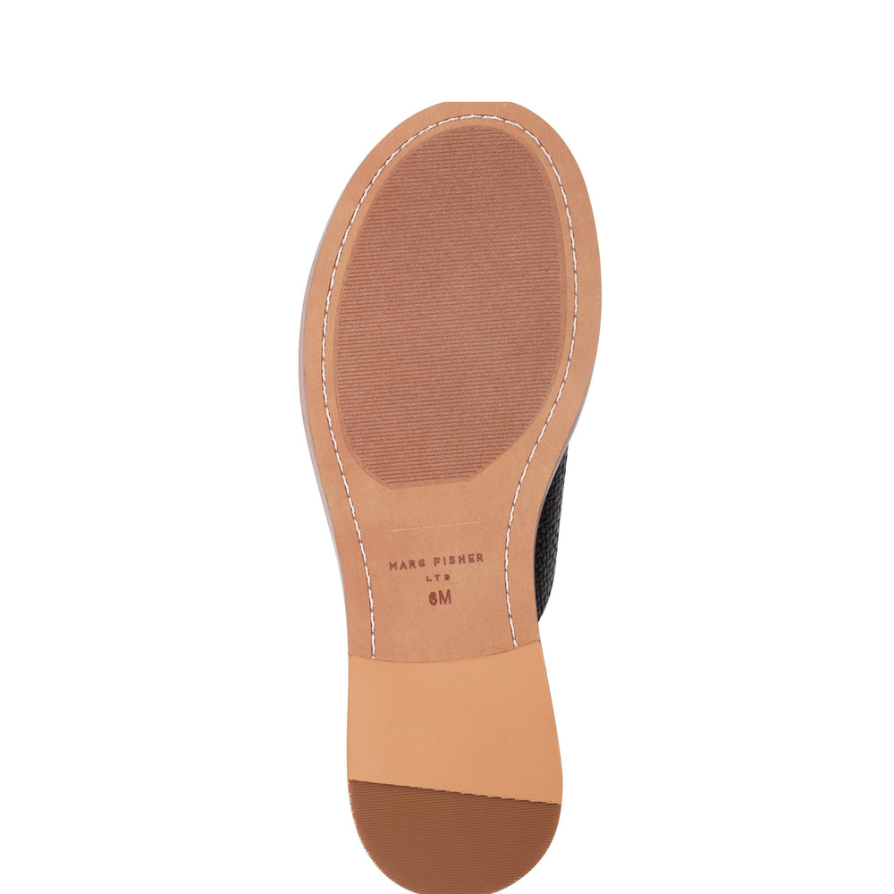 Grayce Flat Slide Sandal - Black Raffia