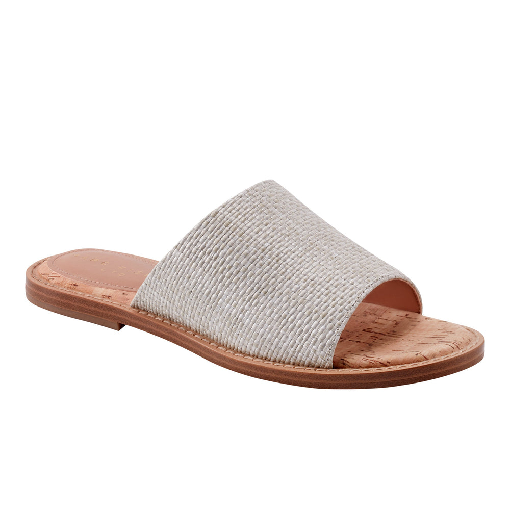 Grayce Flat Slide Sandal - Light Grey Raffia