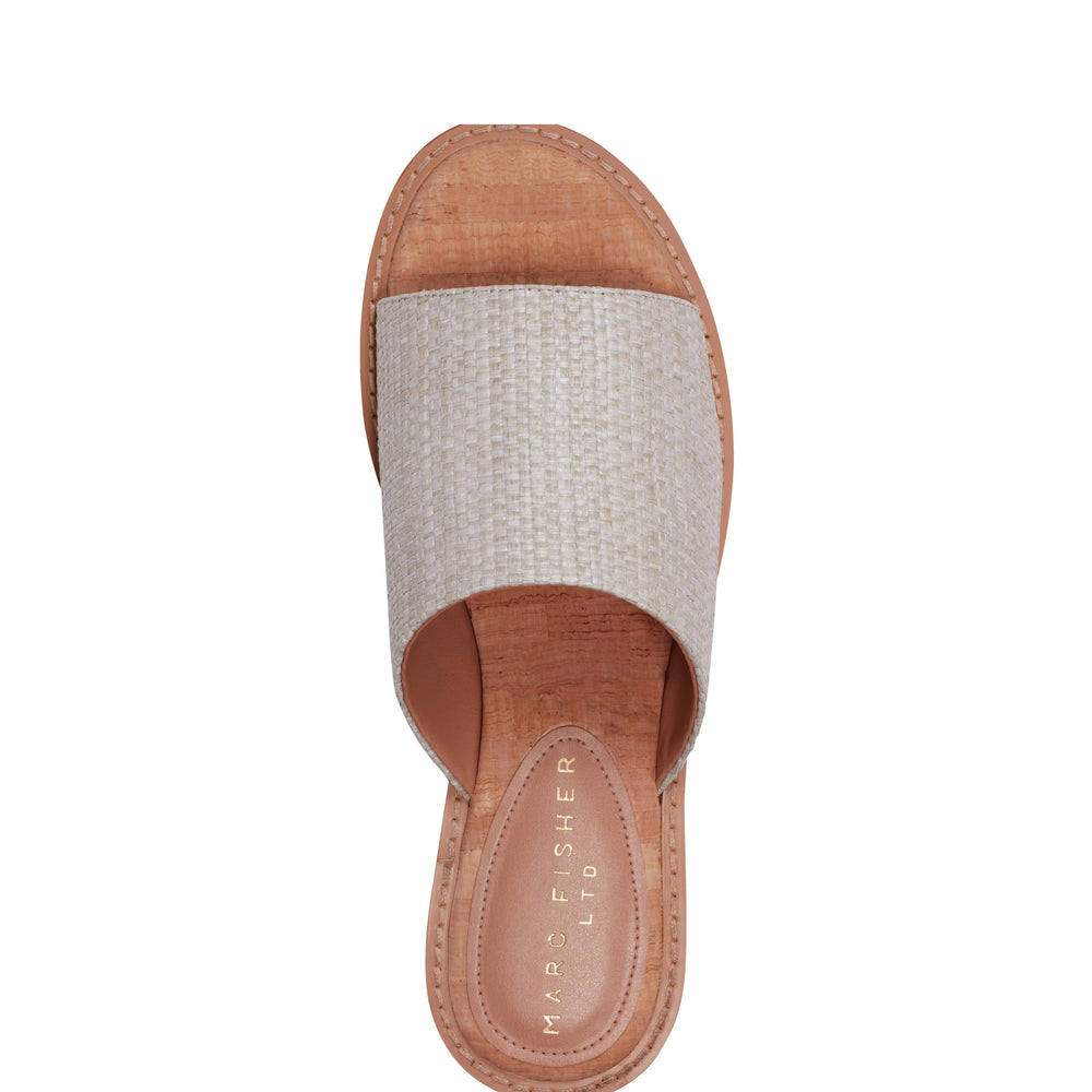 Grayce Flat Slide Sandal - Light Grey Raffia