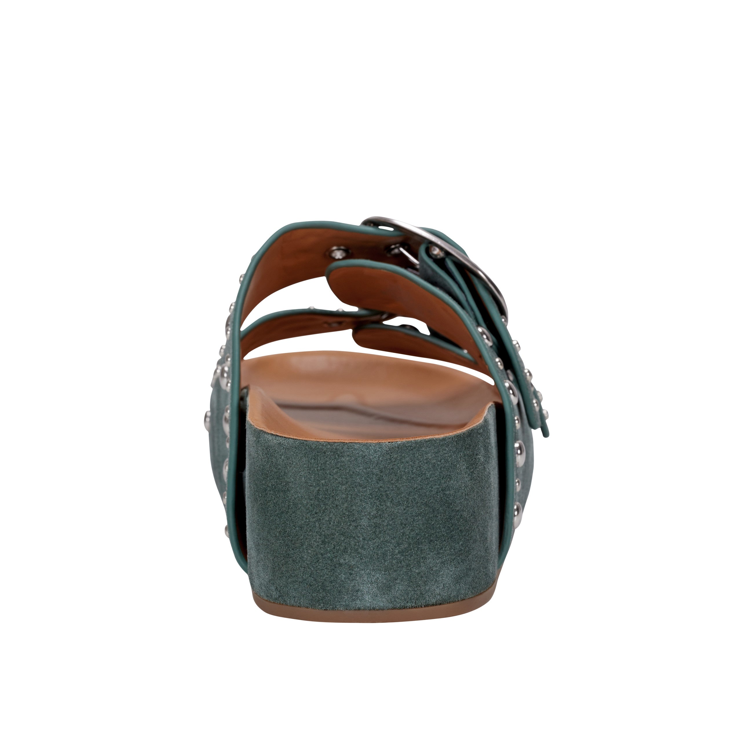 Sayge Footbed Studded Sandal - Green Suede