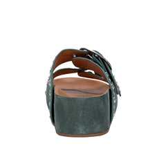 Sayge Footbed Studded Sandal - Green Suede