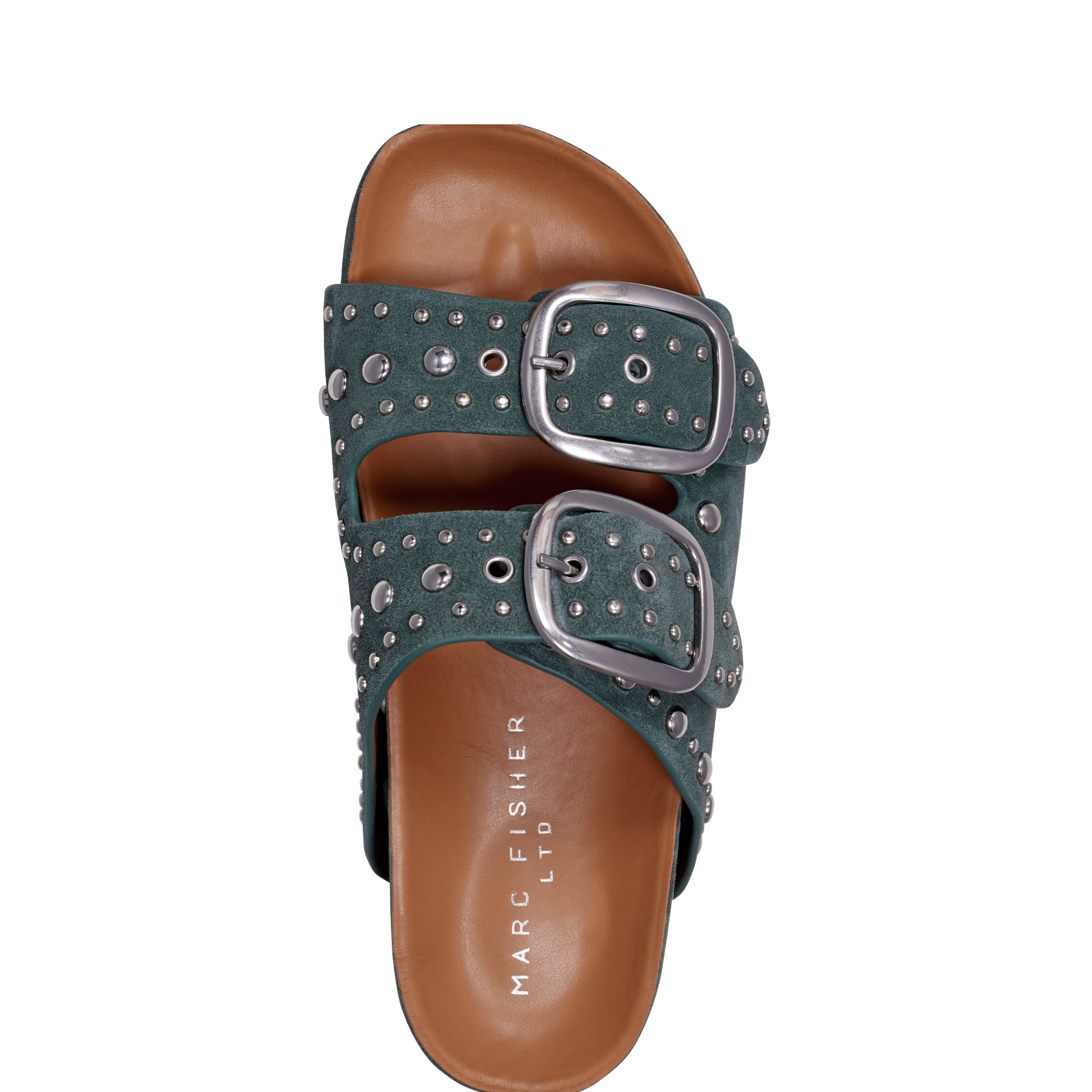 Sayge Footbed Studded Sandal - Green Suede