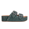 Sayge Footbed Studded Sandal - Green Suede