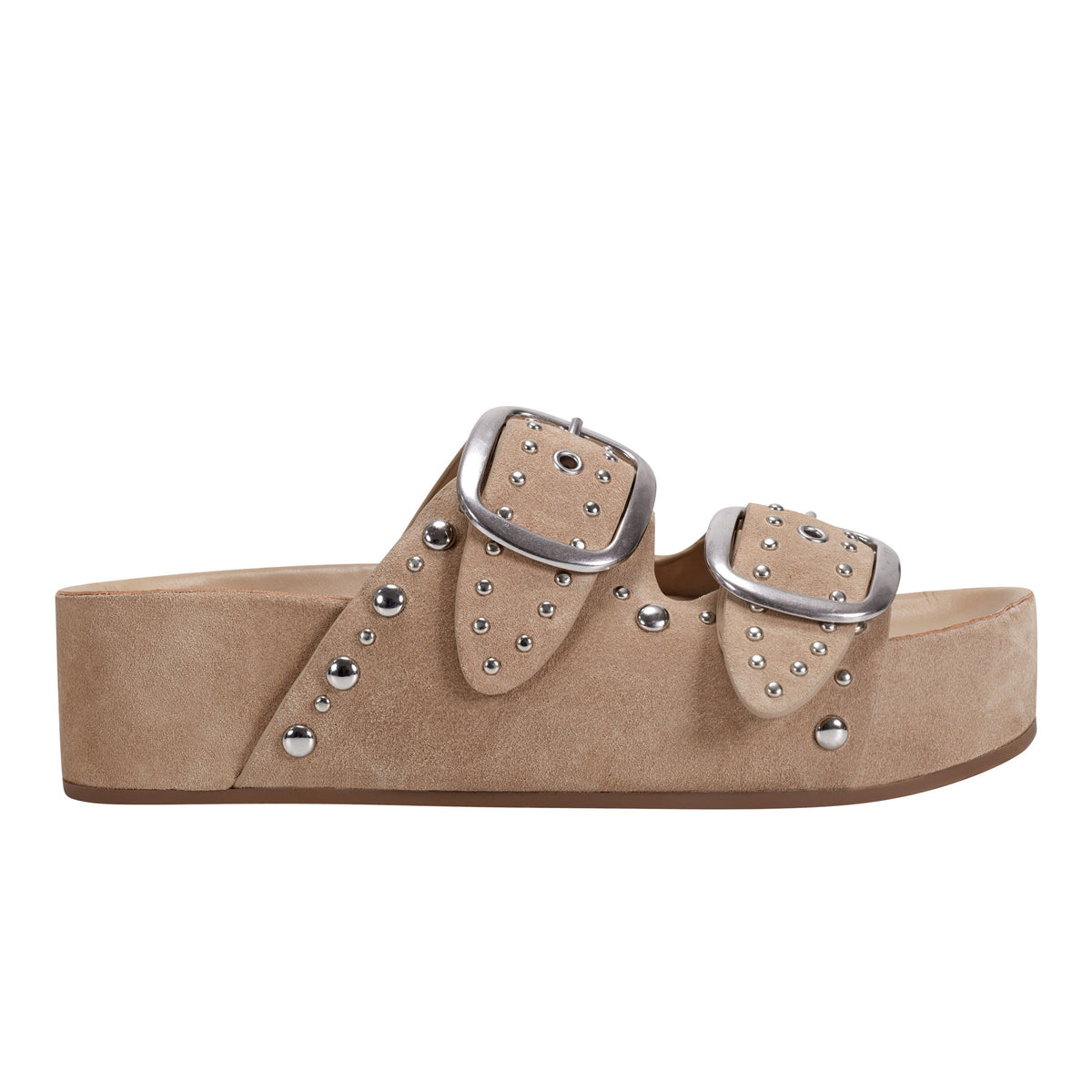 Sayge Footbed Studded Sandal - Natural Suede