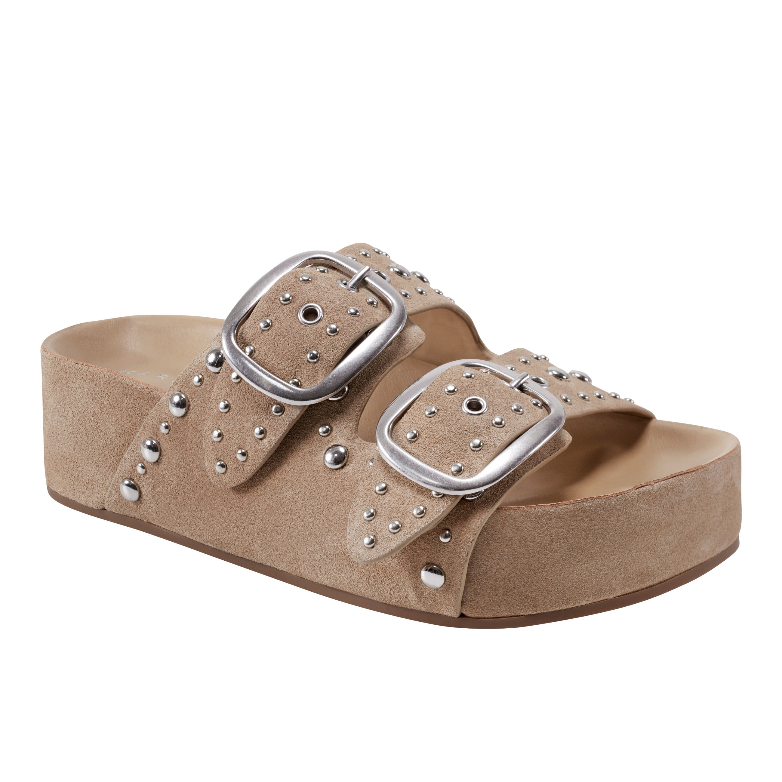 Sayge Footbed Studded Sandal - Natural Suede