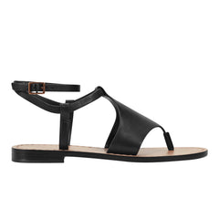 Lille Thong Flat Sandal - Black Leather