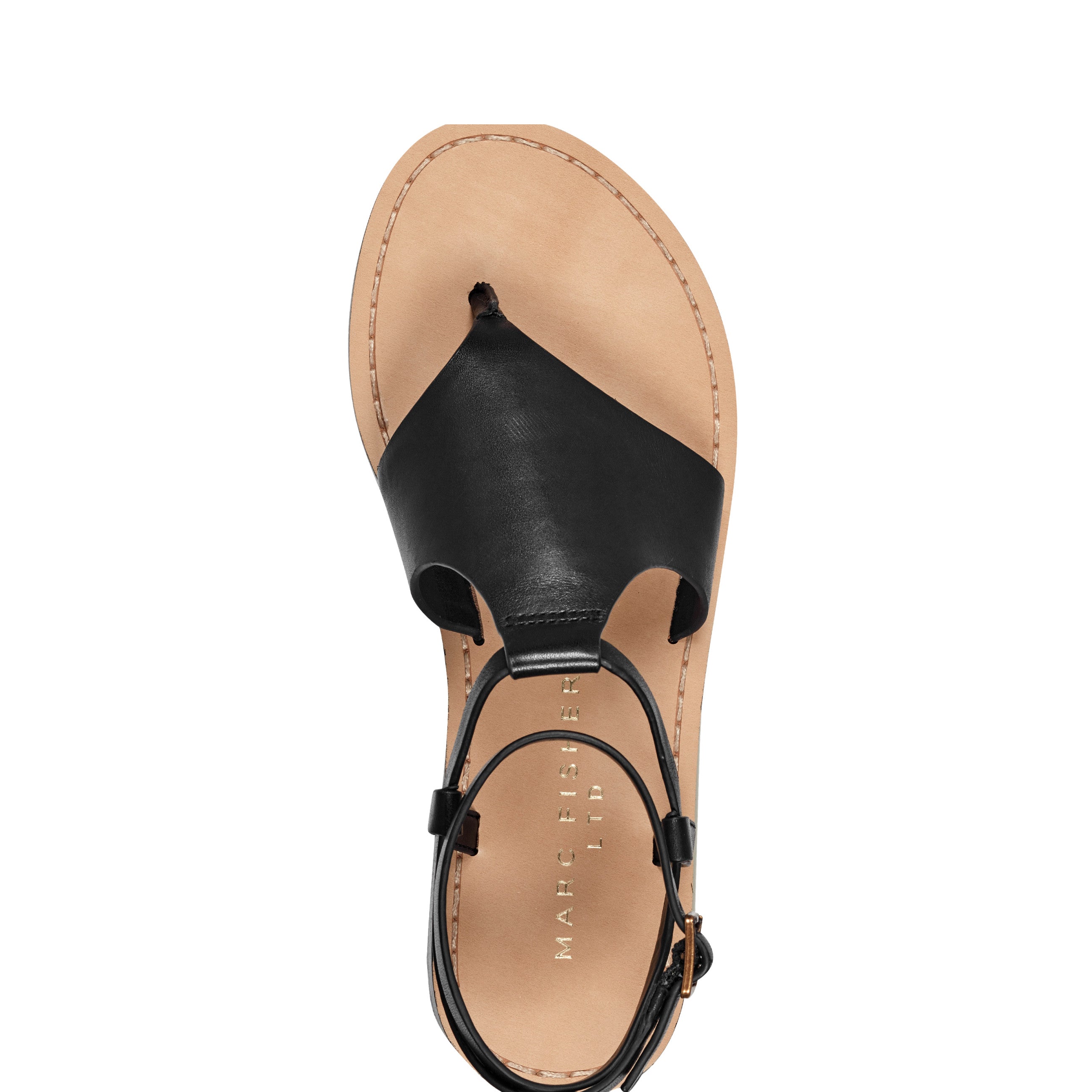 Lille Thong Flat Sandal - Black Leather