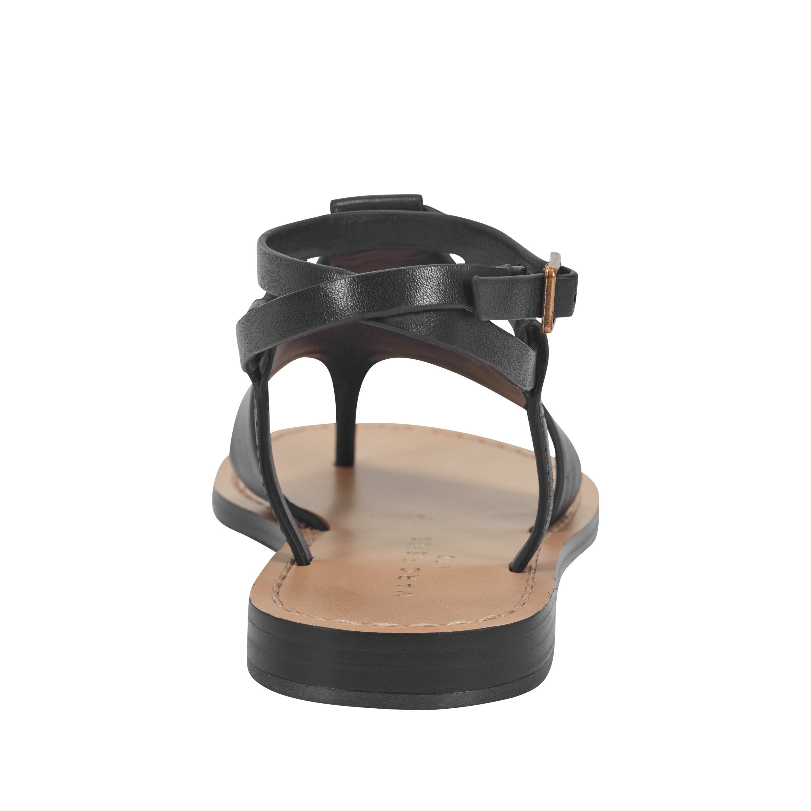 Lille Thong Flat Sandal - Black Leather