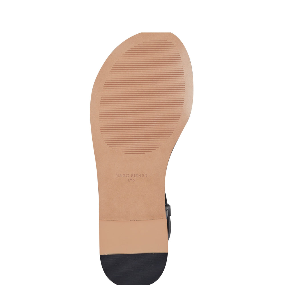 Lille Thong Flat Sandal - Black Leather