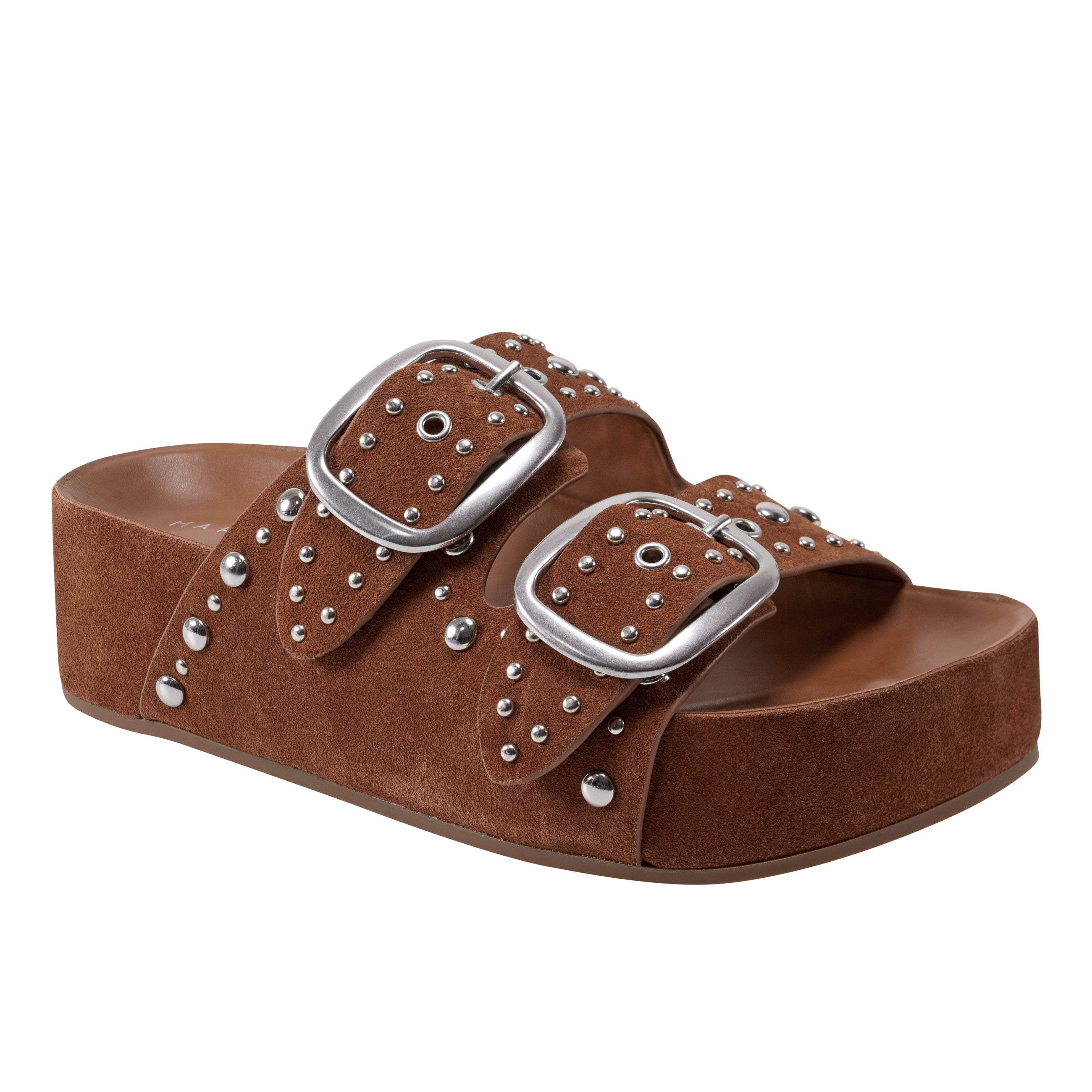 Sayge Footbed Studded Sandal - Brown Suede
