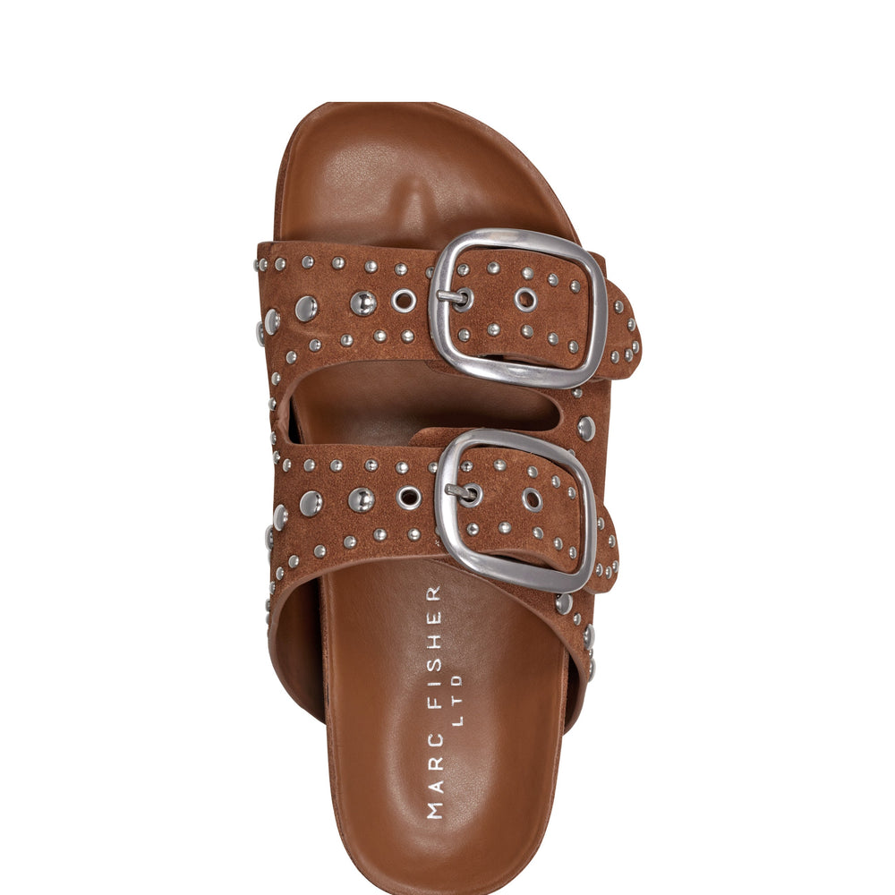 Sayge Footbed Studded Sandal - Brown Suede