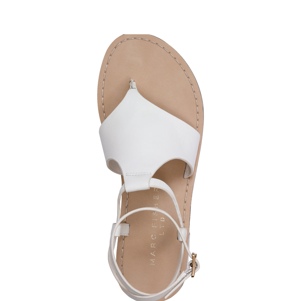 Lille Thong Flat Sandal - White Leather