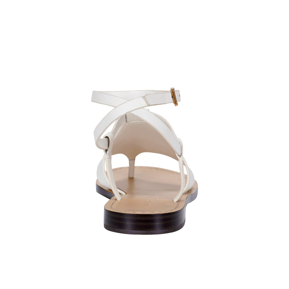 Lille Thong Flat Sandal - White Leather