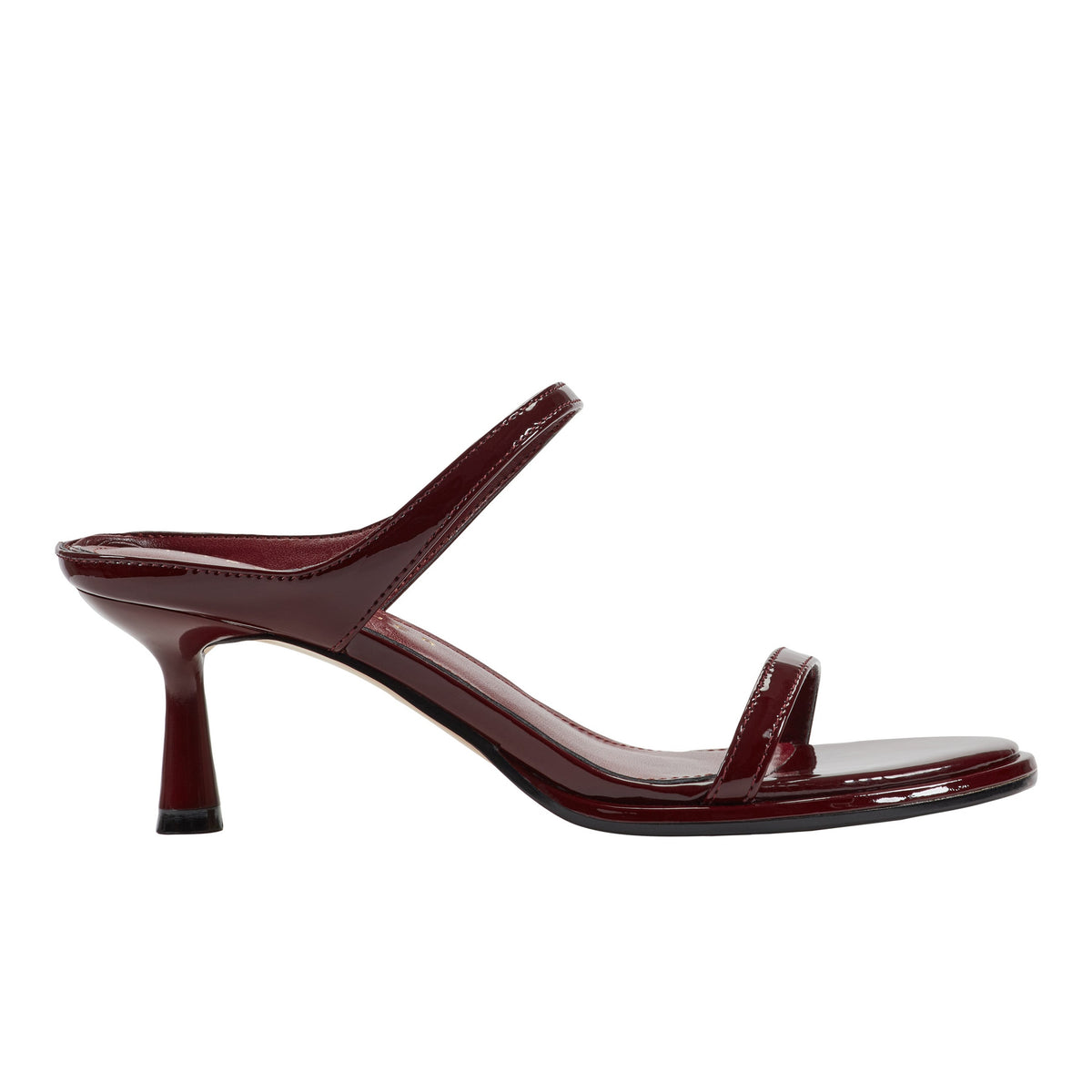 Alonde Heeled Slide Sandal - Dark Red Patent